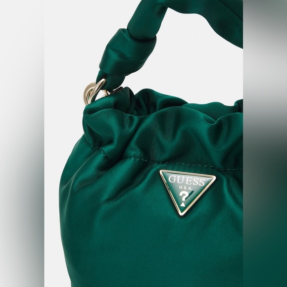Guess Green Mini Bag with Chain Strap and Ruched Texture - Picture 9 of 9